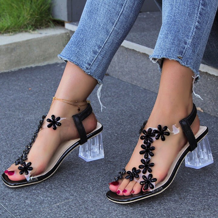 Isla - Flower and Rhinestone Heel