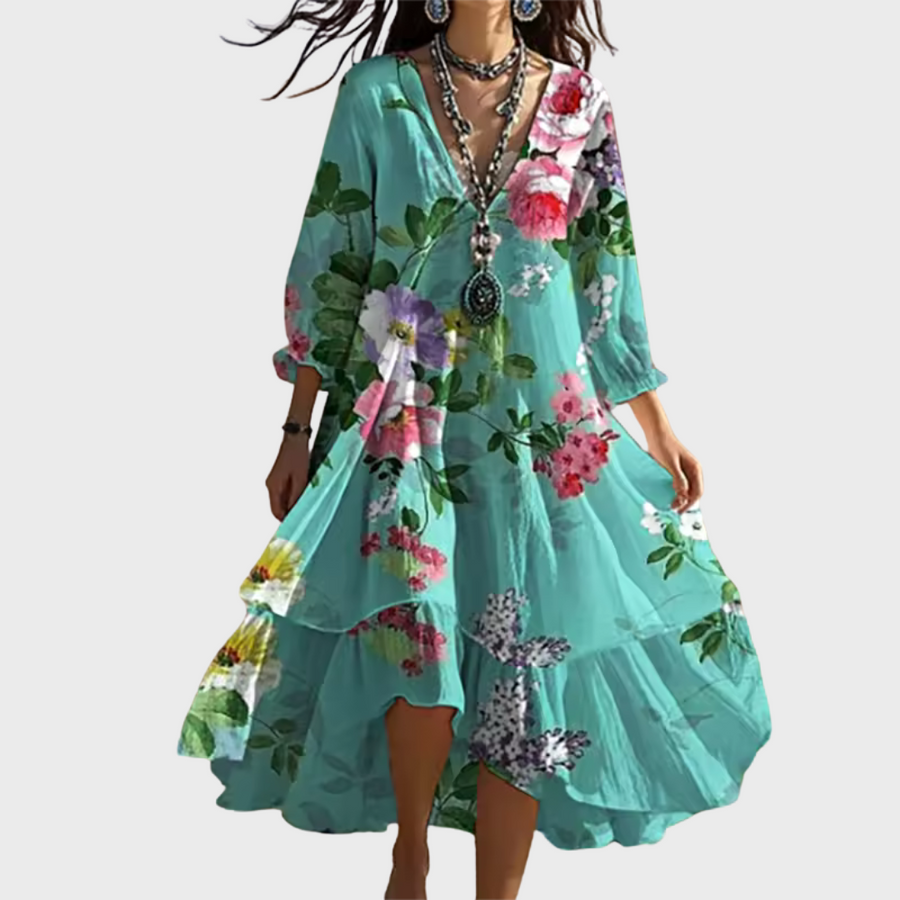 Maria - Elegant Floral Midi Dress