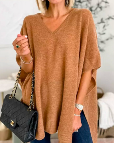 Bonnie - V Neck Loose Fit Poncho Tee