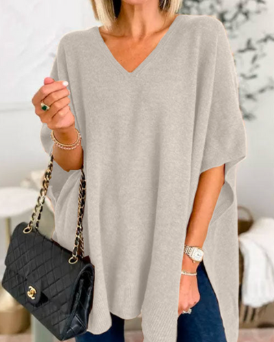 Bonnie - V Neck Loose Fit Poncho Tee