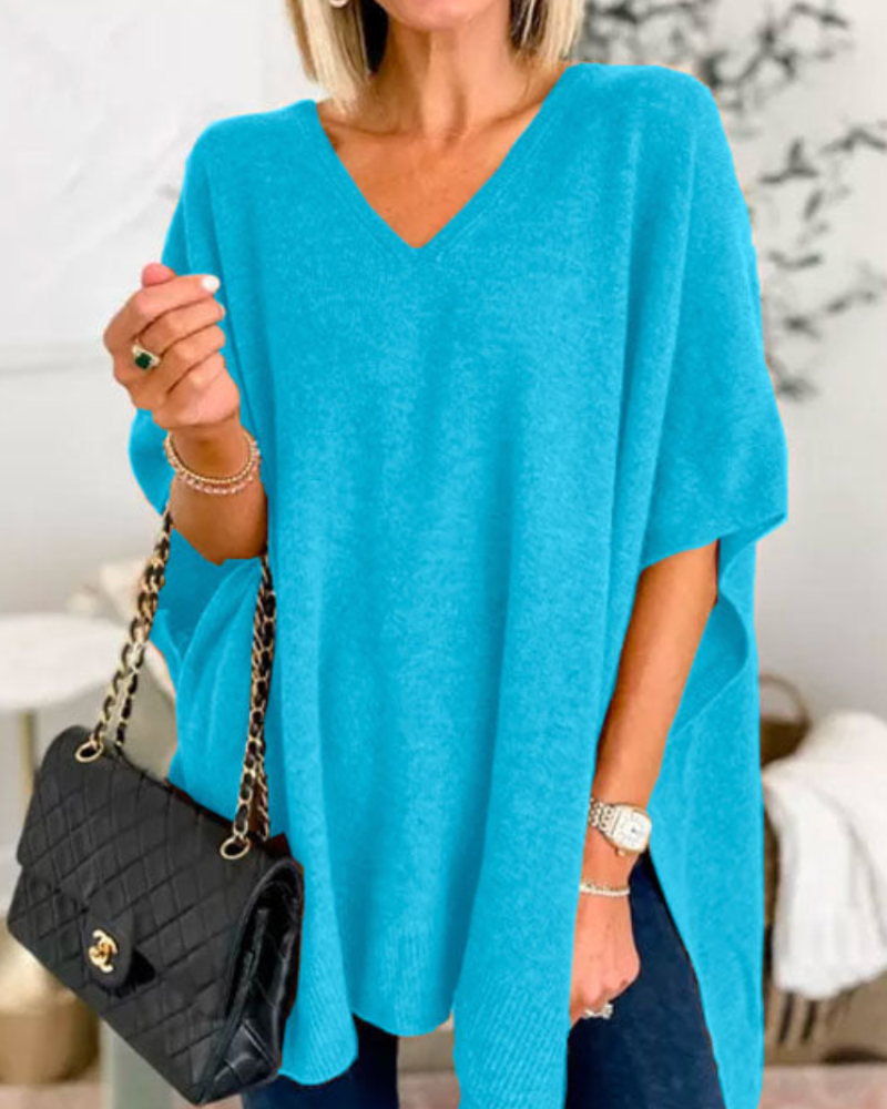 Bonnie - V Neck Loose Fit Poncho Tee