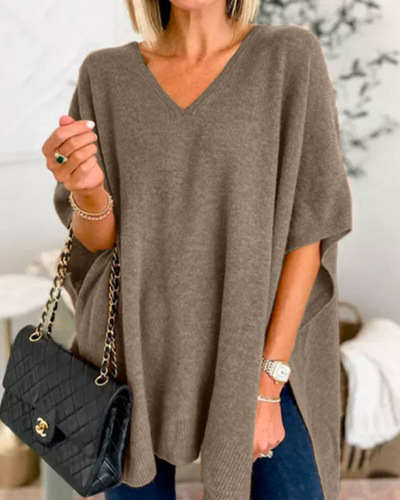 Bonnie - V Neck Loose Fit Poncho Tee