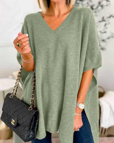 Bonnie - V Neck Loose Fit Poncho Tee