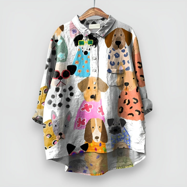 Lesley – Dog Print Blouse