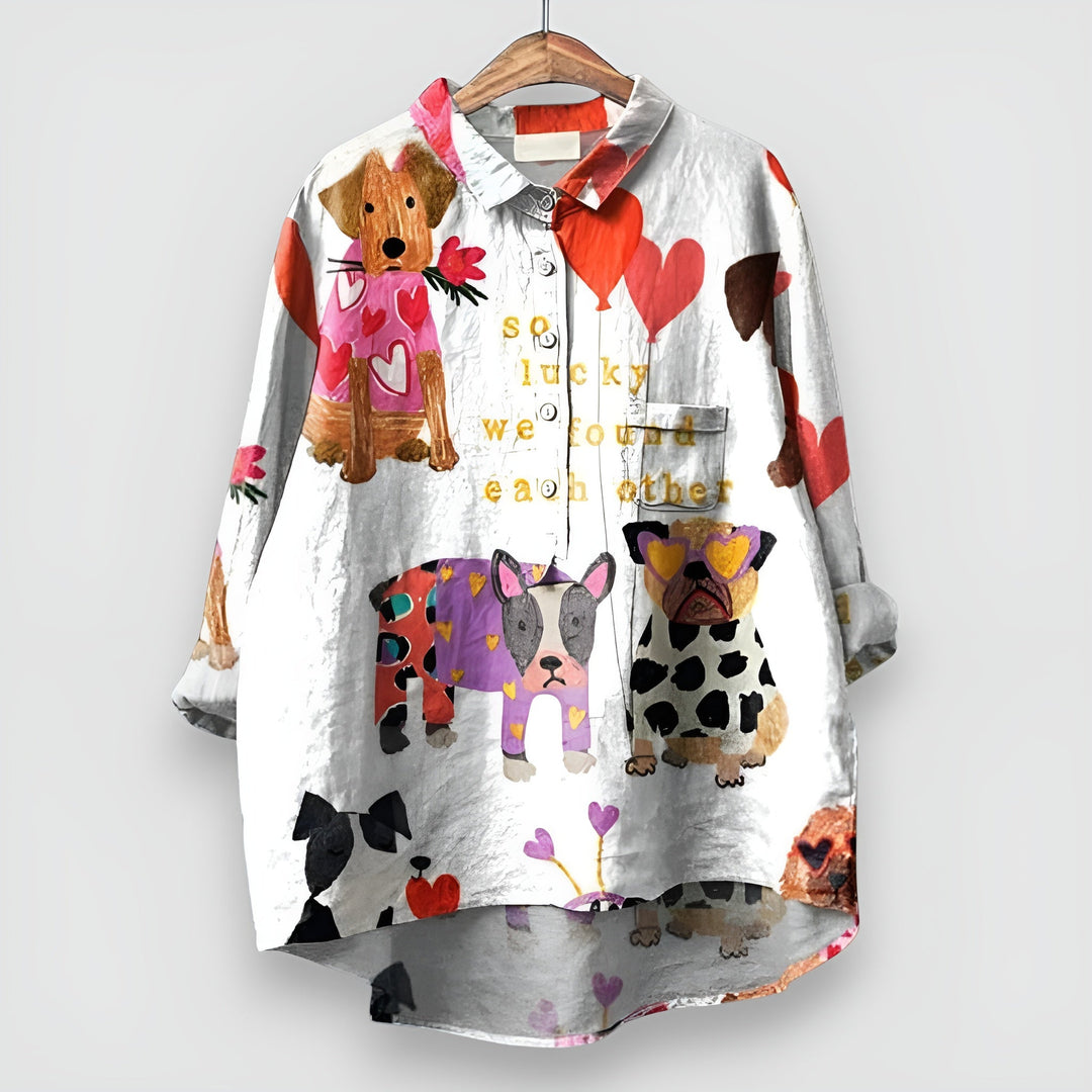 Lesley – Dog Print Blouse