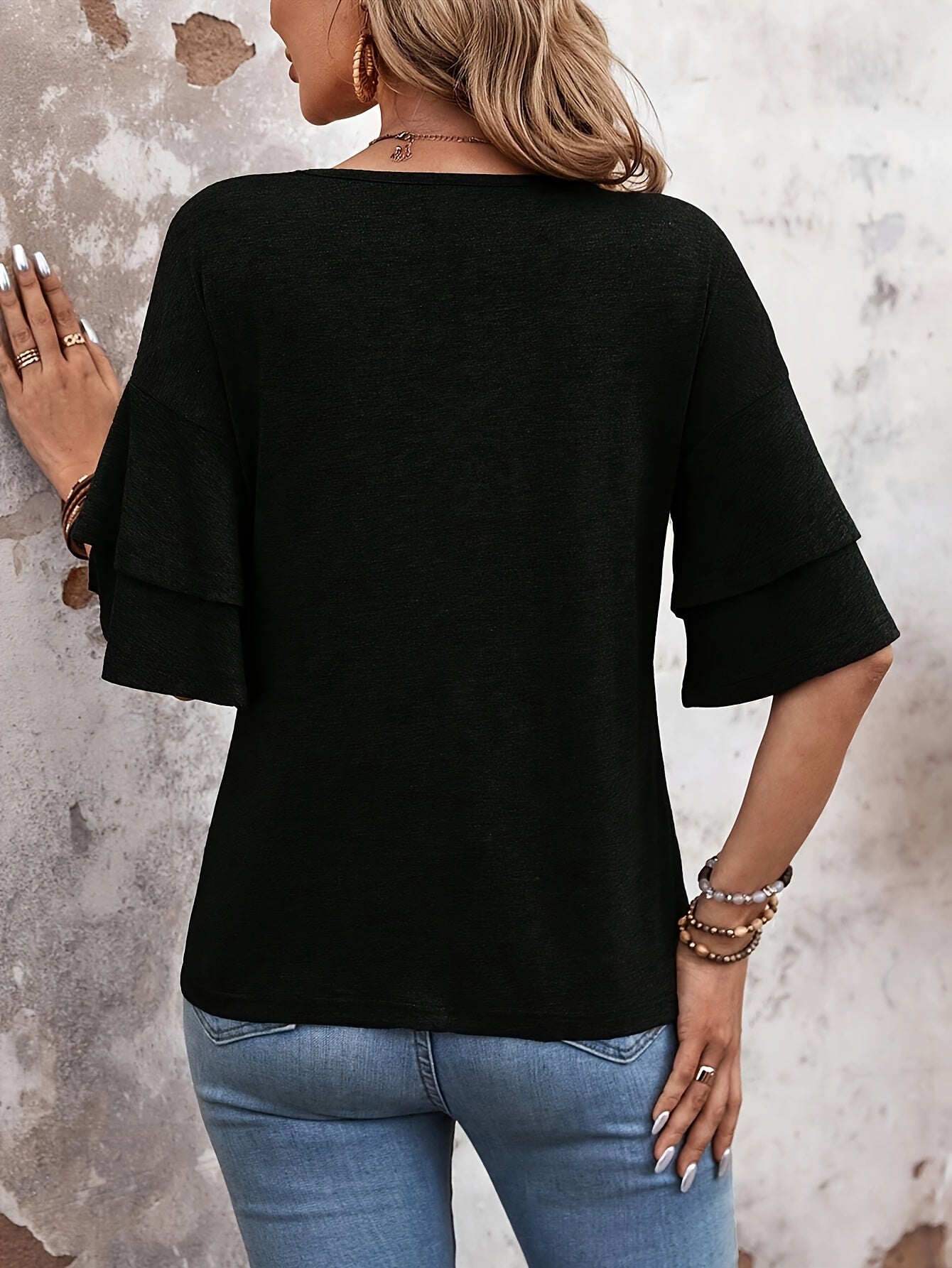 Elora – Ruffle Sleeve V-Neck Top