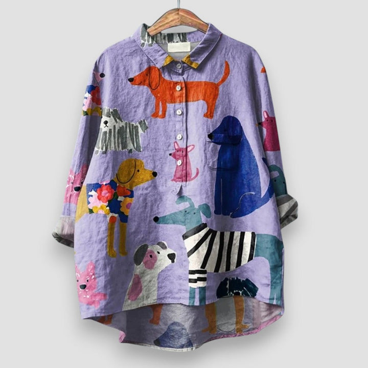 Lesley – Dog Print Blouse