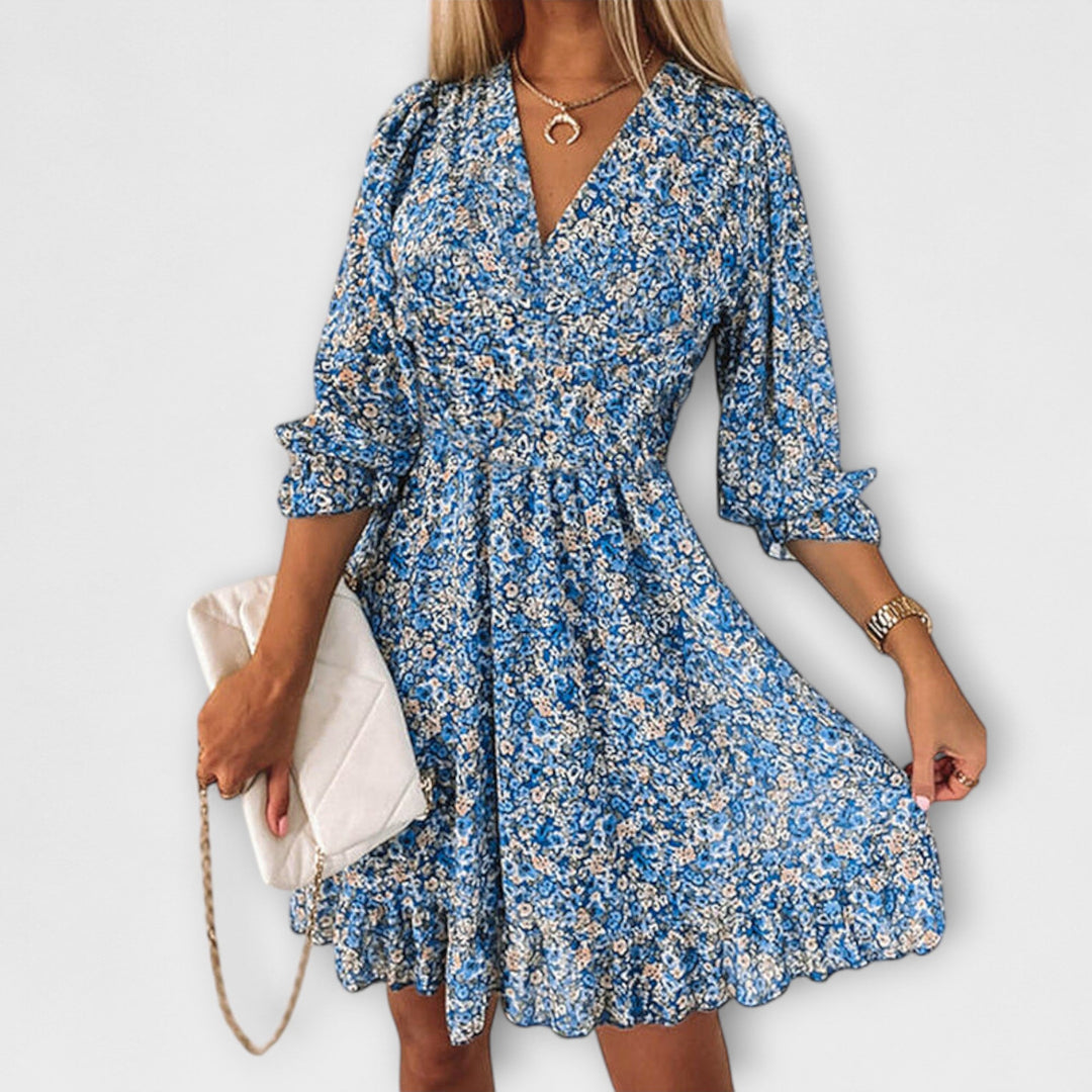 Cleo - Floral Dress with Puff Sleeves