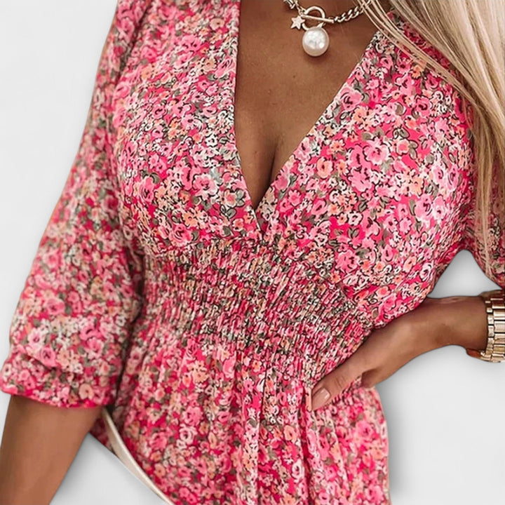 Cleo - Floral Dress with Puff Sleeves