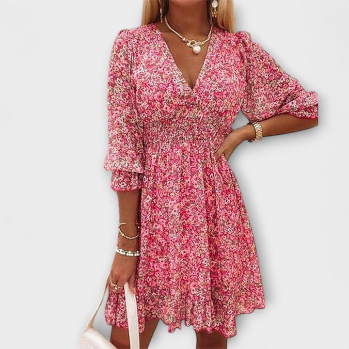 Cleo - Floral Dress with Puff Sleeves