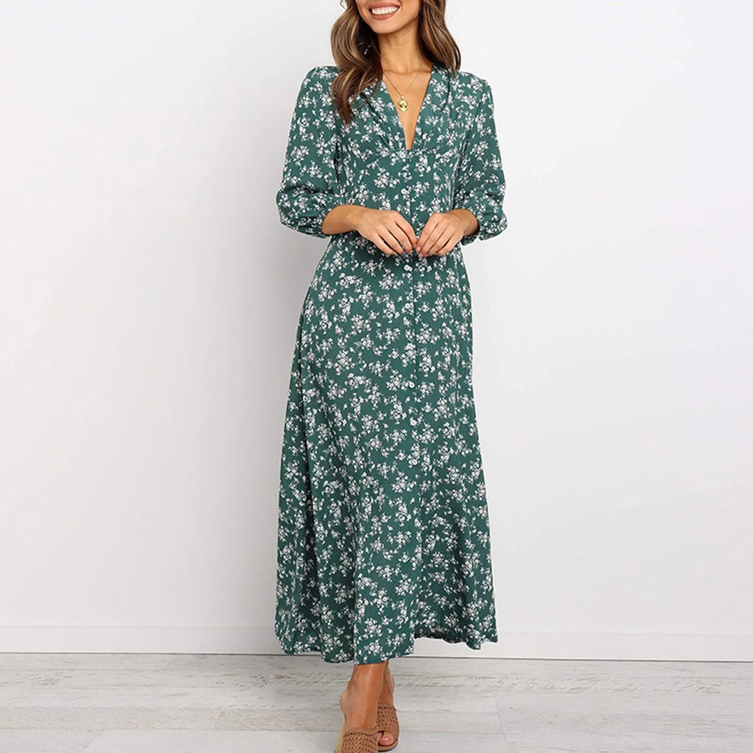 wilma - Bohemian Floral Print Long Dress