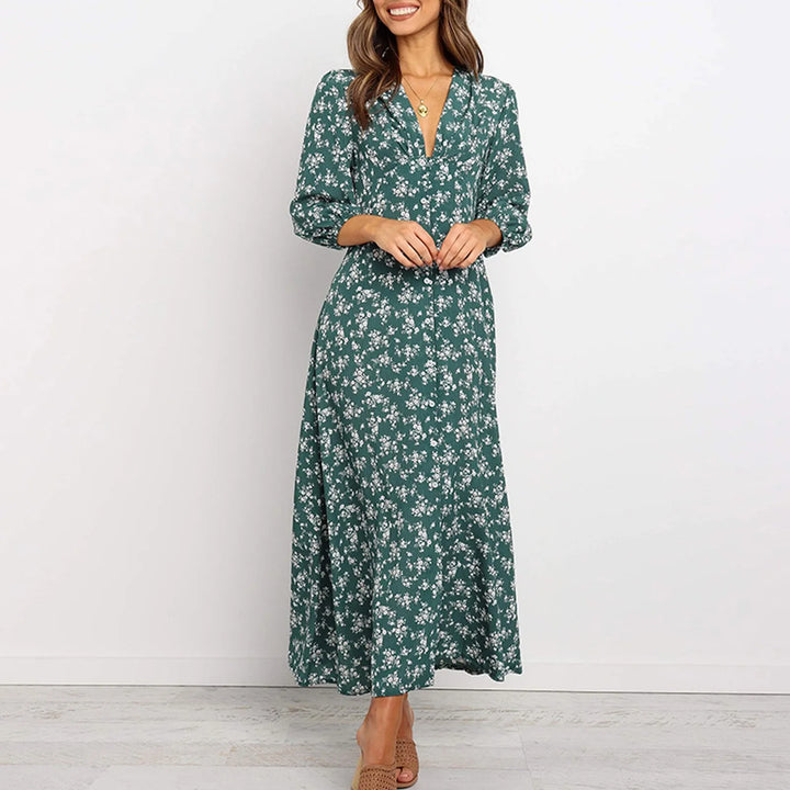 wilma - Bohemian Floral Print Long Dress