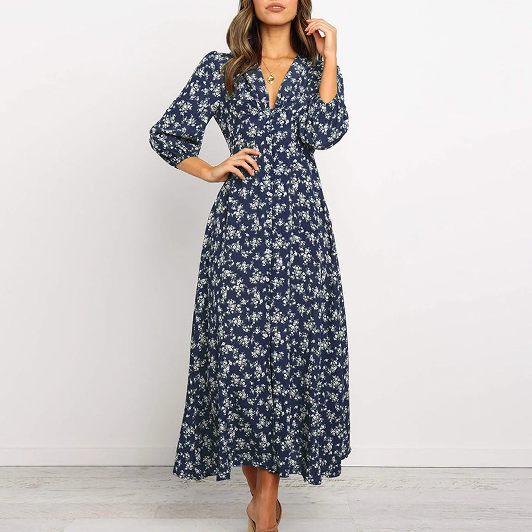 wilma - Bohemian Floral Print Long Dress