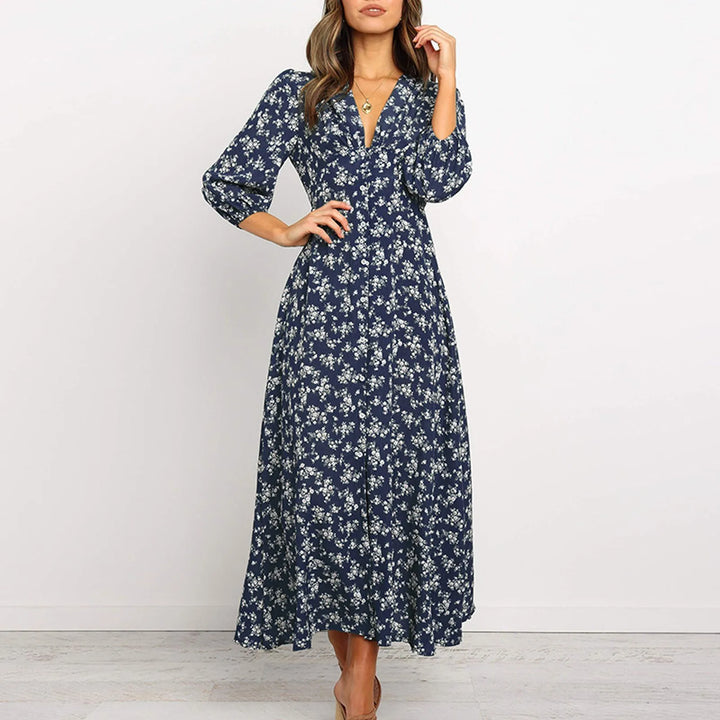 wilma - Bohemian Floral Print Long Dress