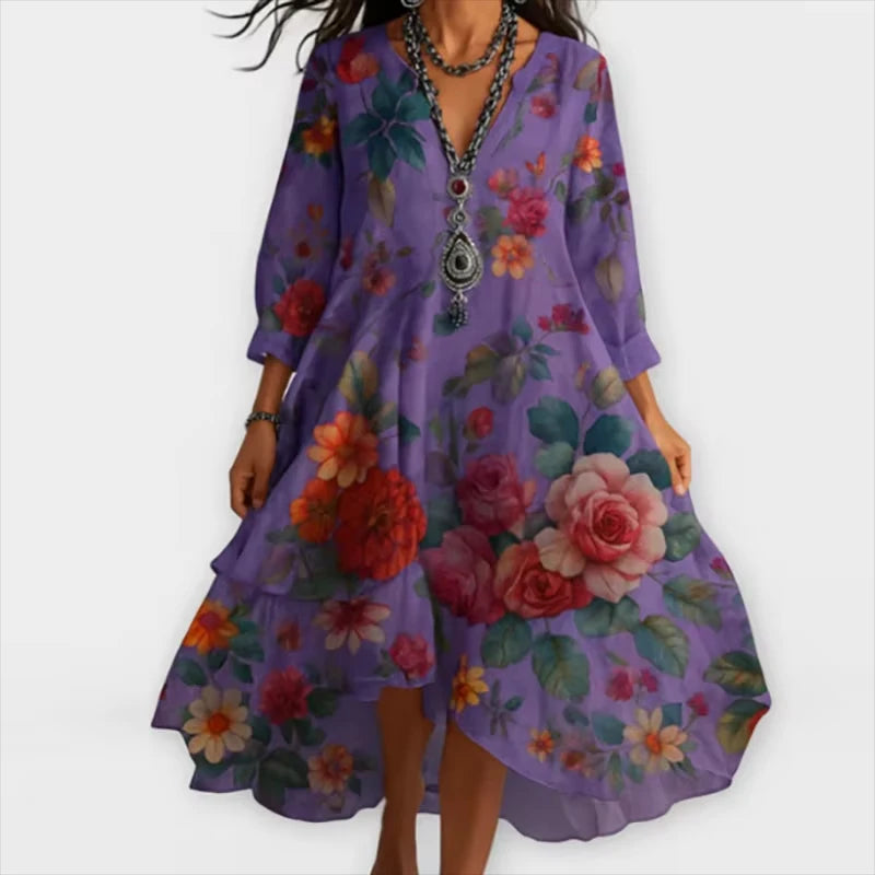 Maria - Elegant Floral Midi Dress