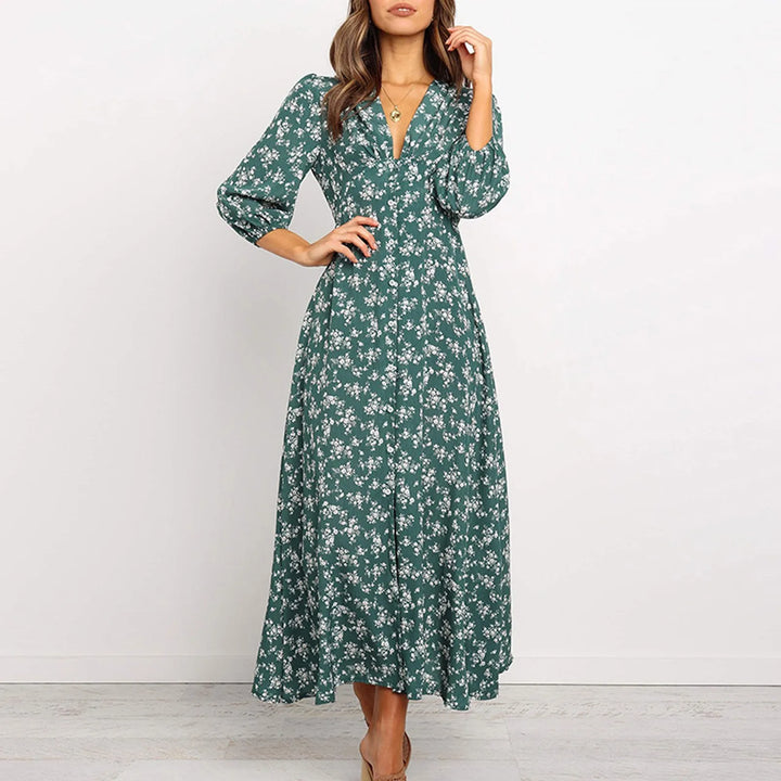 wilma - Bohemian Floral Print Long Dress