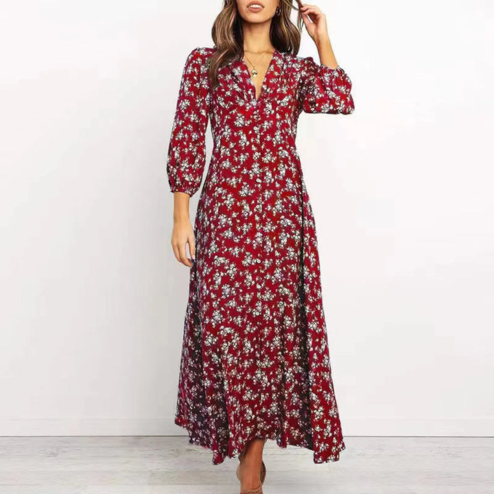 wilma - Bohemian Floral Print Long Dress