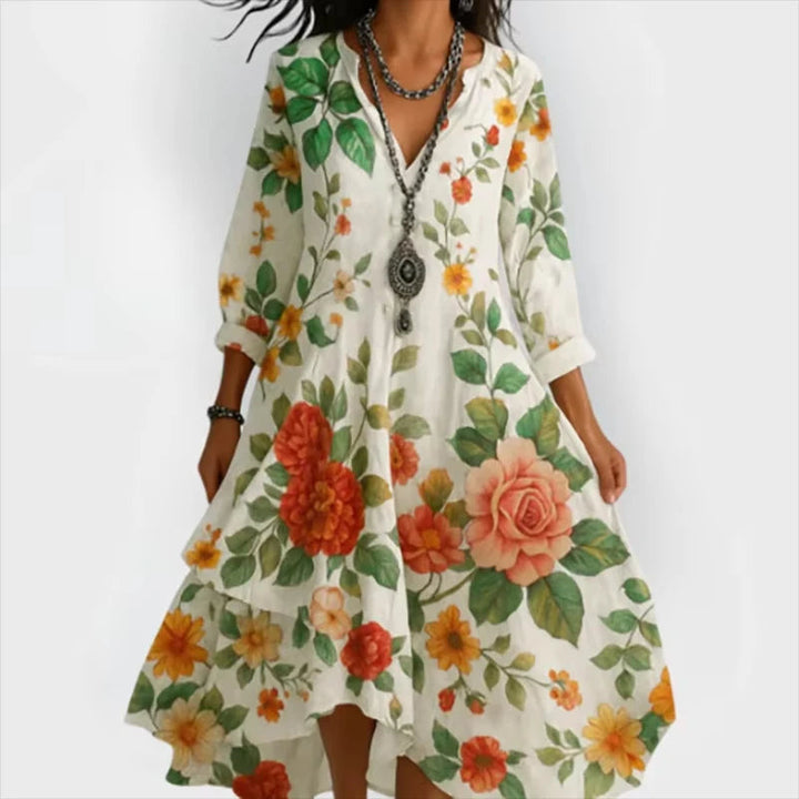 Maria - Elegant Floral Midi Dress