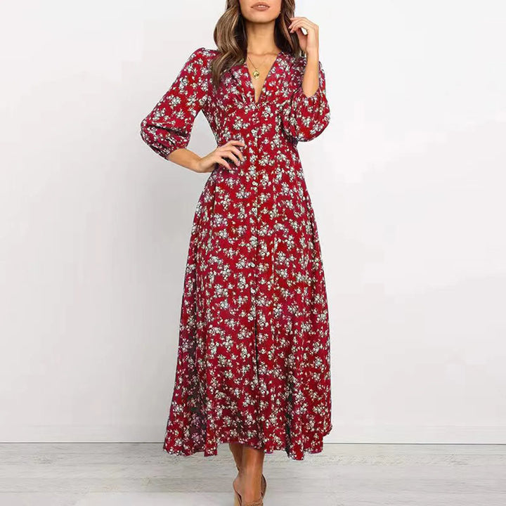 wilma - Bohemian Floral Print Long Dress