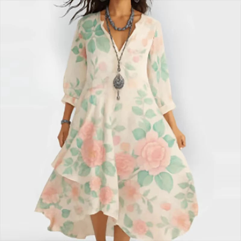 Maria - Elegant Floral Midi Dress