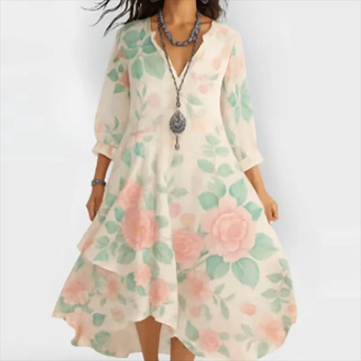 Maria - Elegant Floral Midi Dress