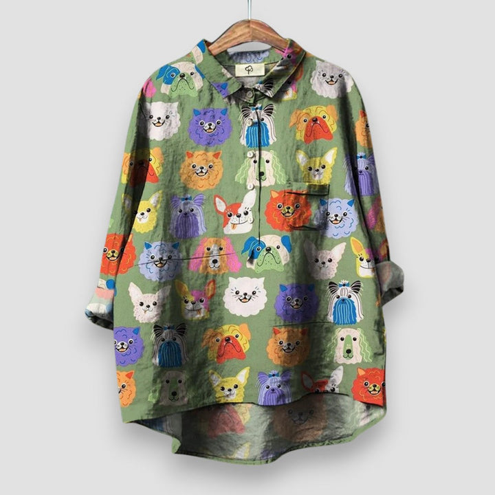 Lesley – Dog Print Blouse