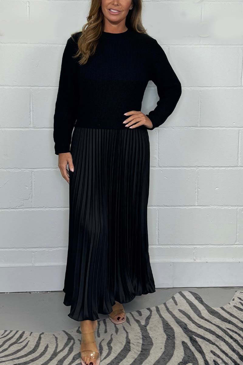 EMILIA - Long Sweater with Pleated Skirt