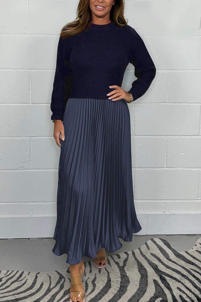 EMILIA - Long Sweater with Pleated Skirt