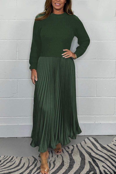 EMILIA - Long Sweater with Pleated Skirt