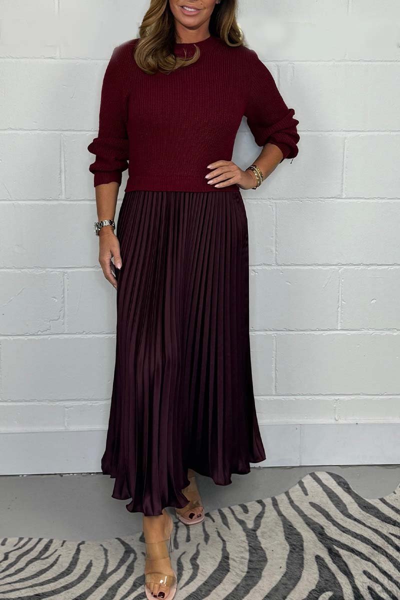 EMILIA - Long Sweater with Pleated Skirt