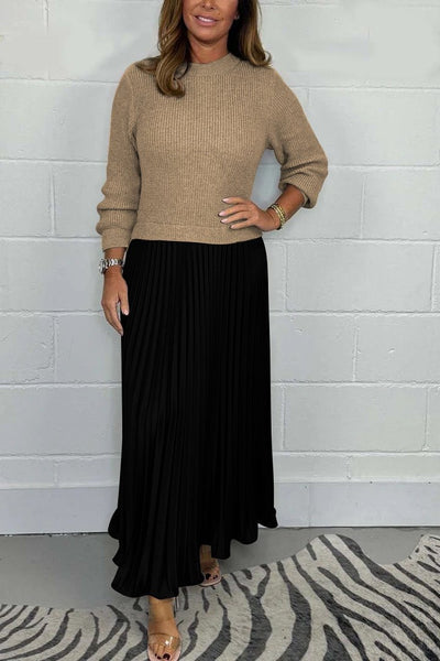 EMILIA - Long Sweater with Pleated Skirt