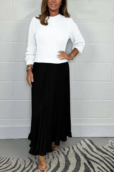 EMILIA - Long Sweater with Pleated Skirt