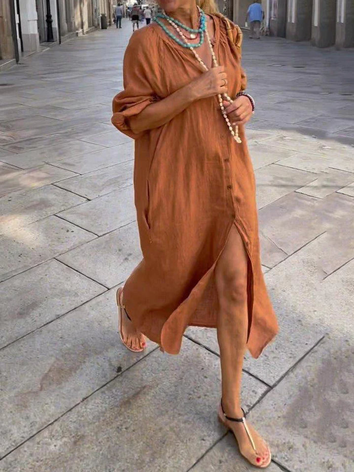 Elspeth - Long Dress with Buttons